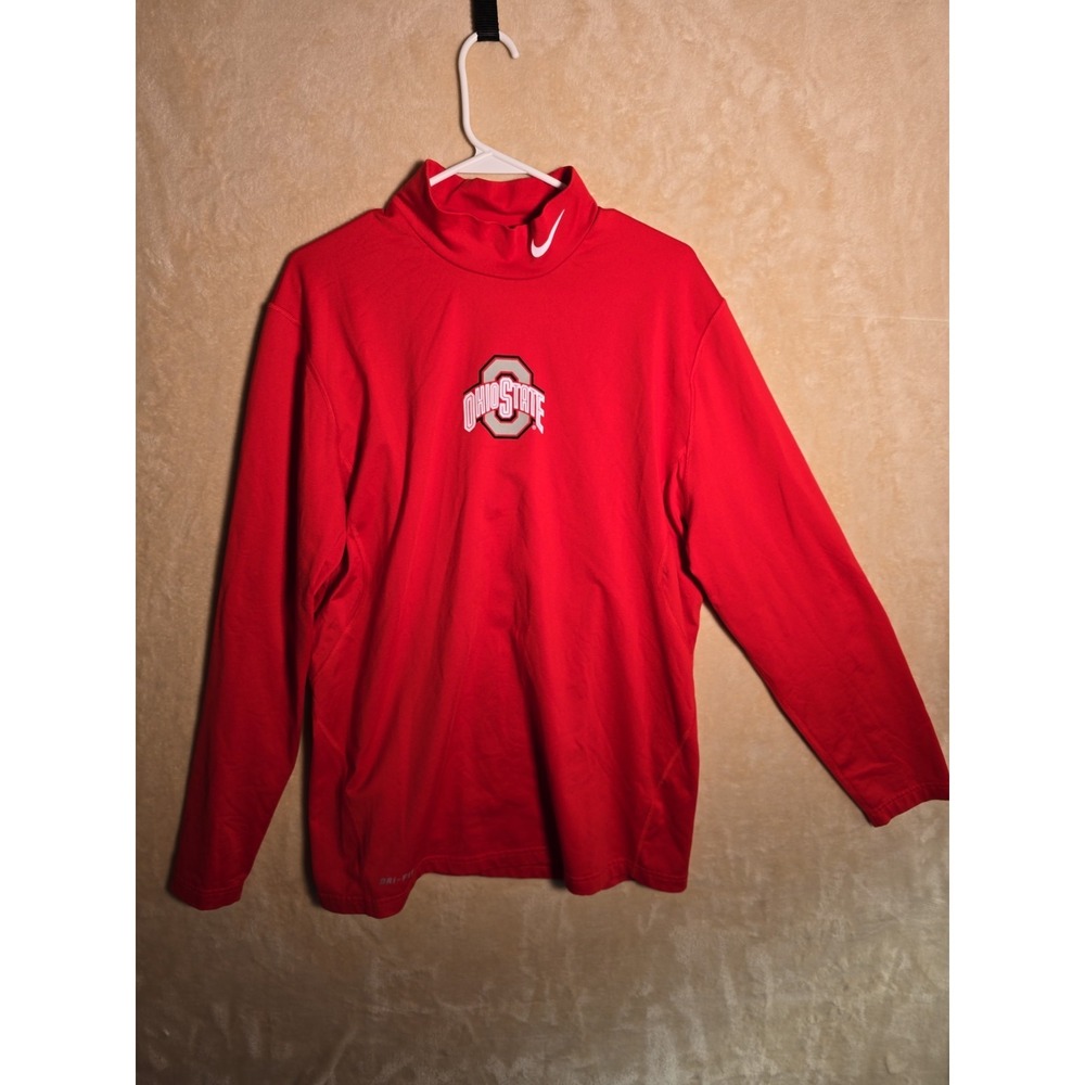 Nike Dri-Fit Ohio State Buckeyes Long Sleeve Mock Neck Shirt Men's Large Red 189
